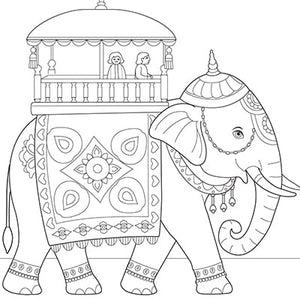 Elephant Safari Colouring Page