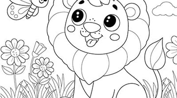 Lion and Butterfly Colouring Page