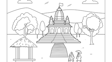 Hindu Temple Colouring Page | Free Colouring Book for Children