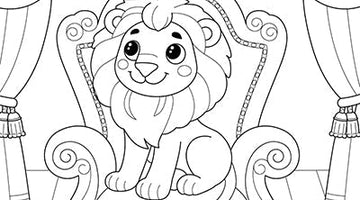 Lion on a Throne Colouring Page