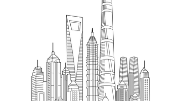 Shanghai Tower Colouring Page | Free Colouring Book for Children