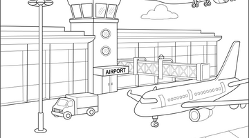 Printable Airport Colouring Page | Free Colouring Book for Children