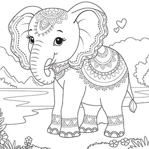 Indian Festival Elephant Colouring Page 