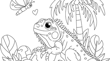 Iguana Colouring Page for Children | Free Colouring Book for Children