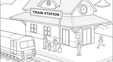 Train Station Colouring Page | Free Colouring Book for Children