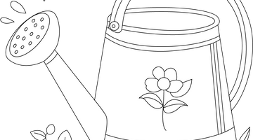 Watering Can Colouring Page | Free Colouring Book for Children