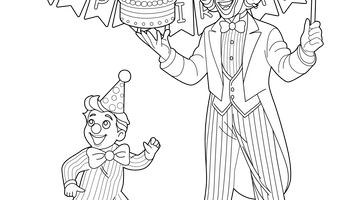 Birthday Party Magician and Clown Colouring Page | Free Colouring Book for Children