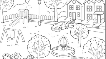 City Garden Colouring Page | Free Colouring Book for Children