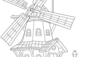 Dutch Windmill Colouring Page | Free Colouring Book for Children