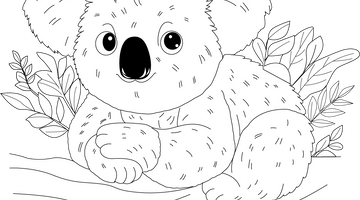 Koala Colouring Page for Children | Free Colouring Book for Children