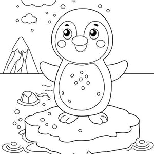  Penguin on an Iceberg Colouring Page