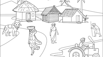 Traditional Indian Village Scene Colouring Page | Free Colouring Book for Children