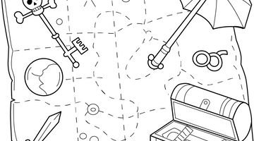 Treasure Hunt Map Colouring Page | Free Colouring Book for Children