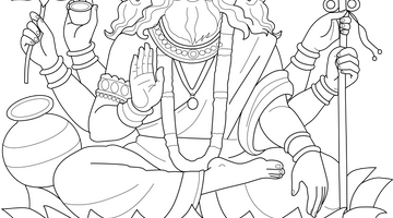 Lord Brahma Colouring Page | Free Colouring Book for Children