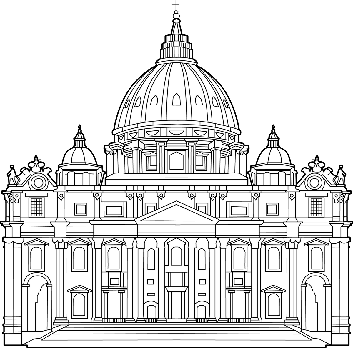 Saint Peters Basilica Colouring Page Free Colouring Book For Childre