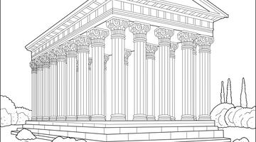 Temple of Olympian Zeus Colouring Page | Free Colouring Book for Children