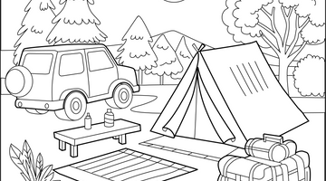 Outdoor Camping Colouring Page | Free Colouring Book for Children