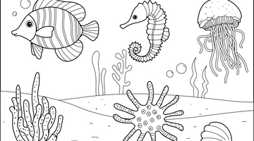 Marine Life Colouring Page | Free Colouring Book for Children