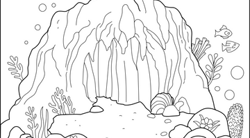 Underwater Cave Colouring Page | Free Colouring Book for Children