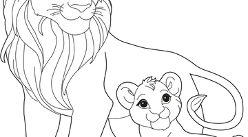 Lion and Cub Colouring Page | Free Colouring Book for Children