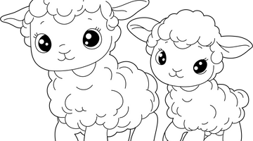 Lamb and Sheep Colouring Page | Free Colouring Book for Children