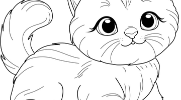 Printable Cute Cat Colouring Page | Free Colouring Book for Children