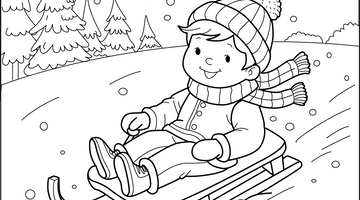 Sledding Colouring Page for Children| Free Colouring Book for Children