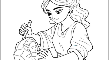 Girl Carving Stone Colouring Page | Free Colouring Book for Children