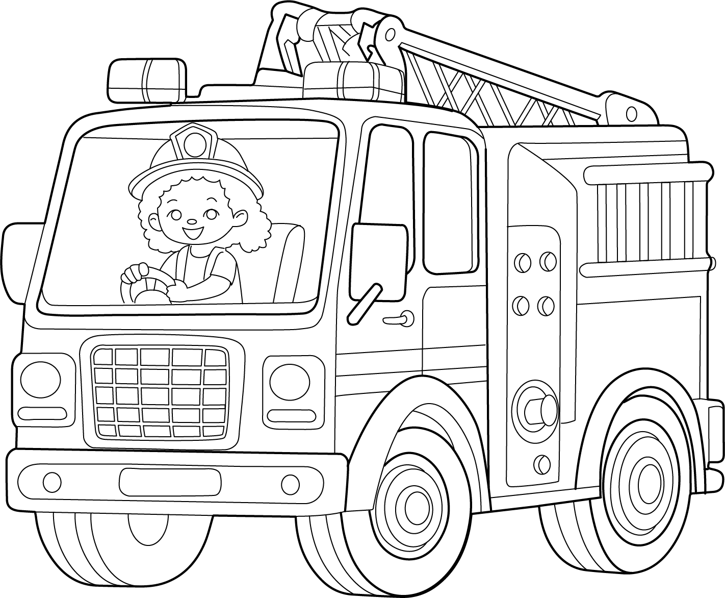 Printable Fire Engine Colouring Page  Free Colouring Book for