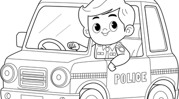 Police Car Colouring Page | Free Colouring Book for Children