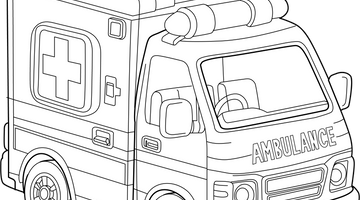 Printable Ambulance  Colouring Page | Free Colouring Book for Children