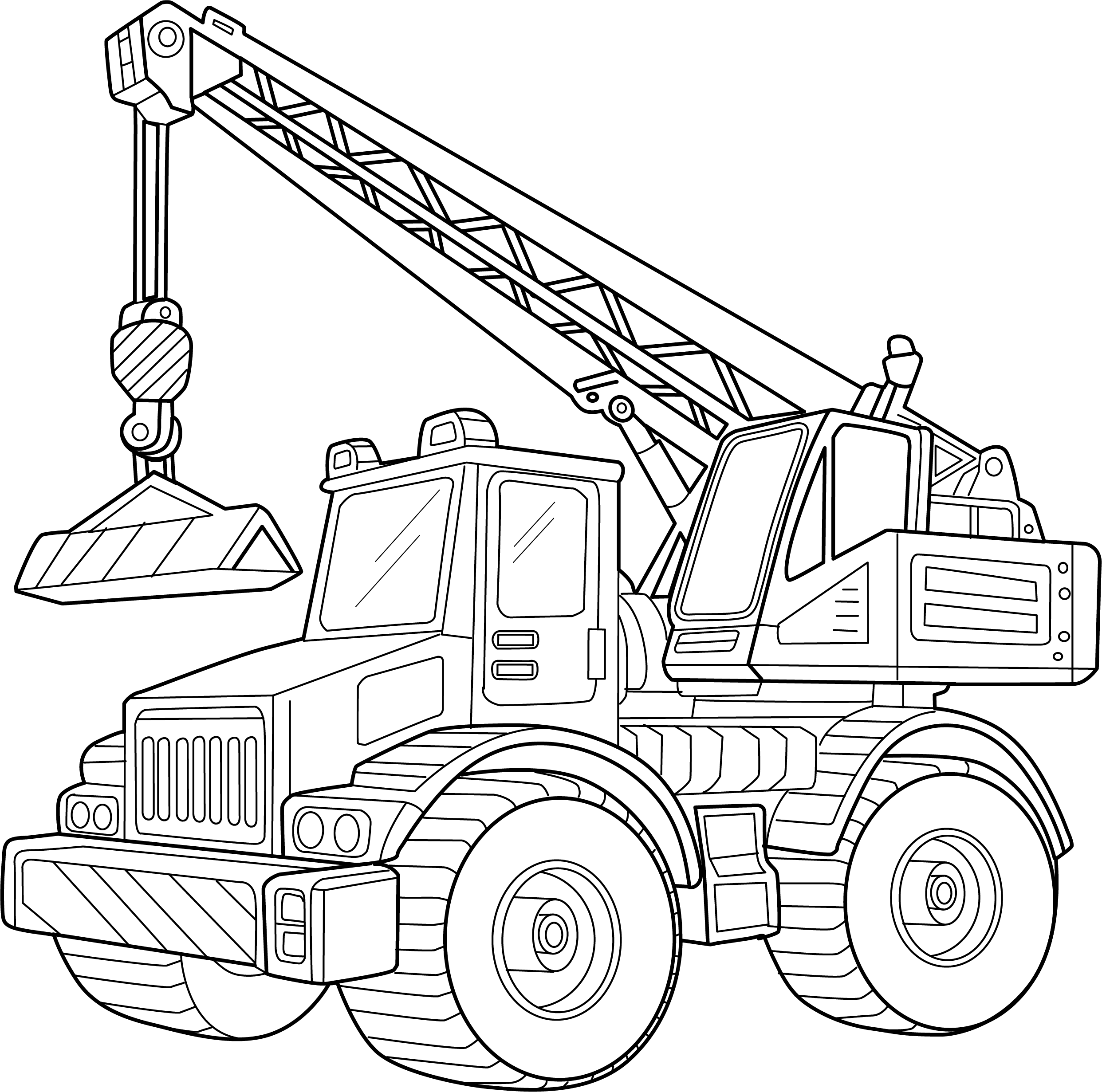 Crane Truck Colouring Page  Free Colouring Book for Children