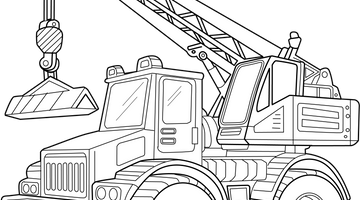 Crane Truck Colouring Page | Free Colouring Book for Children