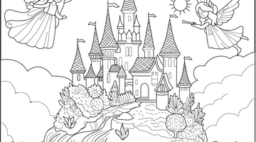 Magical Island in Sky Colouring Page for Children | Free Colouring Book for Children