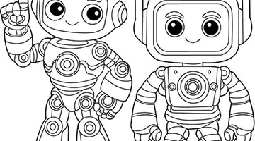 Robot Colouring Page