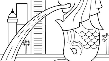 Merlion Park Colouring Page