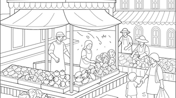 Free Printable Market Colouring Page | Free Colouring Book for Children