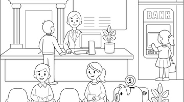 Bank Colouring Page for Children | Free Colouring Book for Children