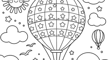 Hot Air Balloon Colouring Page