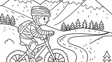 Mountain Biking Colouring Page