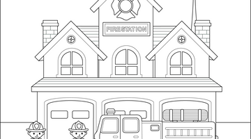 Printable Fire Station Colouring Page | Free Colouring Book for Children