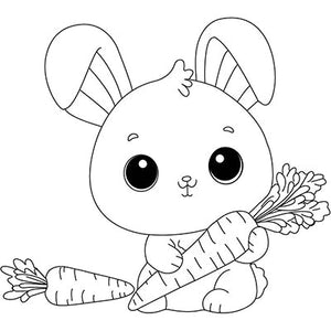 Bunny with Carrot Colouring Page 