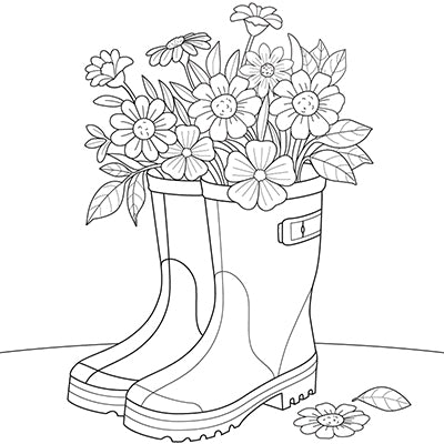 Flower Rain Boot Colouring Page | Free Colouring Book for Children