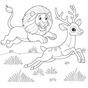Lions and Prey Colouring Page