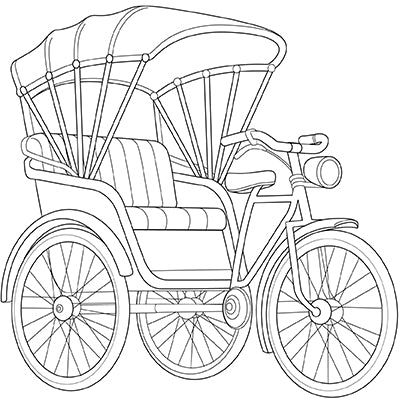 Vintage Cycle Rickshaw Colouring Page | Free Colouring Book for Childr ...