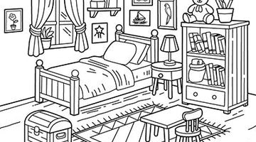 Kids Bedroom Colouring Page 