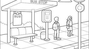 Bus Stop Colouring Page for Children | Free Colouring Book for Children