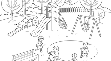 Childen Park Colouring Page for Children| Free Colouring Book for Children