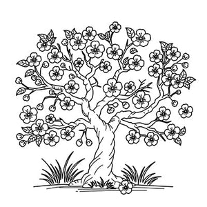 Cherry Blossom Tree Colouring Page 