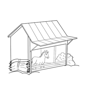 STABLE COLOURING PAGE | Free Colouring Book for Children